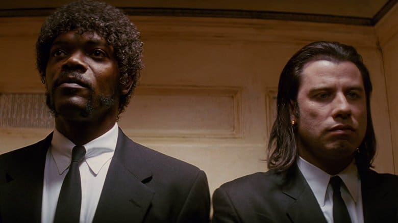 Jules Winnfield (Samuel L. Jackson) y Vincent Vega (John Travolta) en Pulp Fiction (1994).