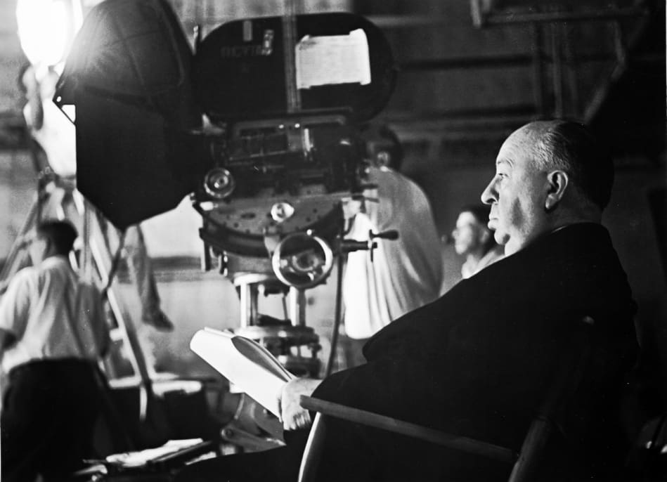 Alfred Hitchcock en set.