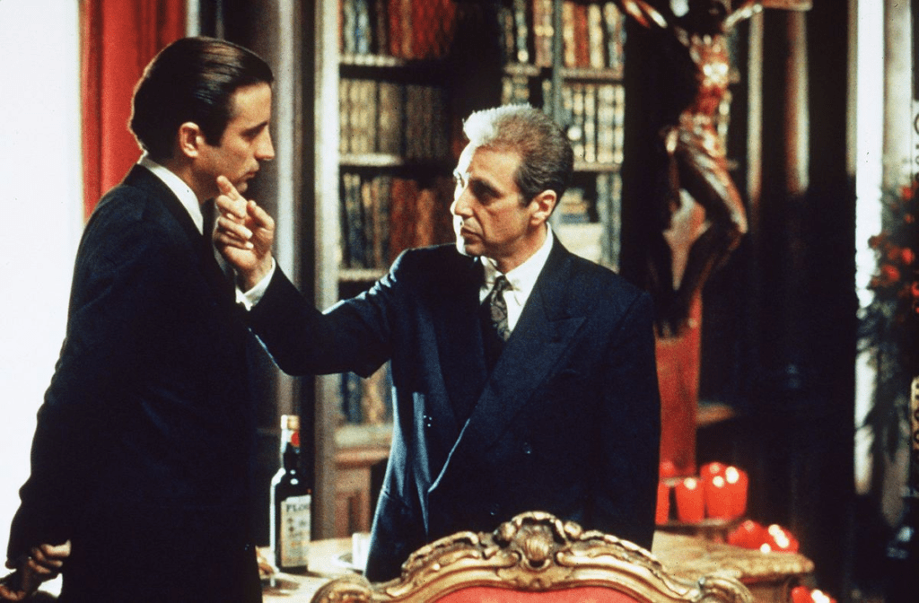 Andy García y Al Pacino en The Godfather: Part III (1990).