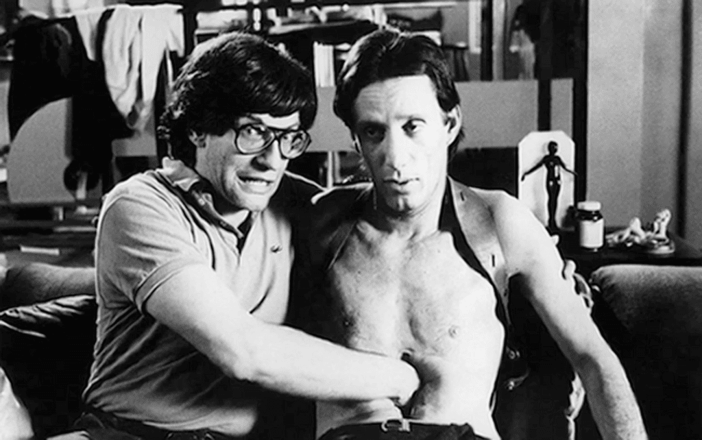 David Cronenberg y James Woods en el rodaje de Videodrome (1983).