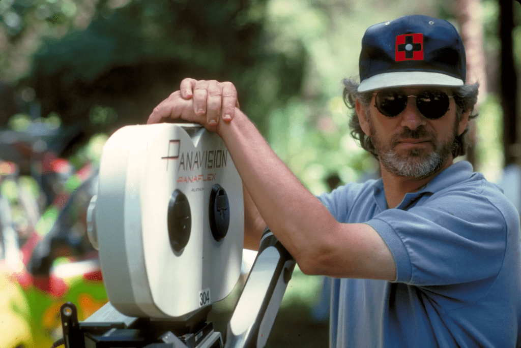 Steven Spielberg en el set de Jurassic Park (1993).