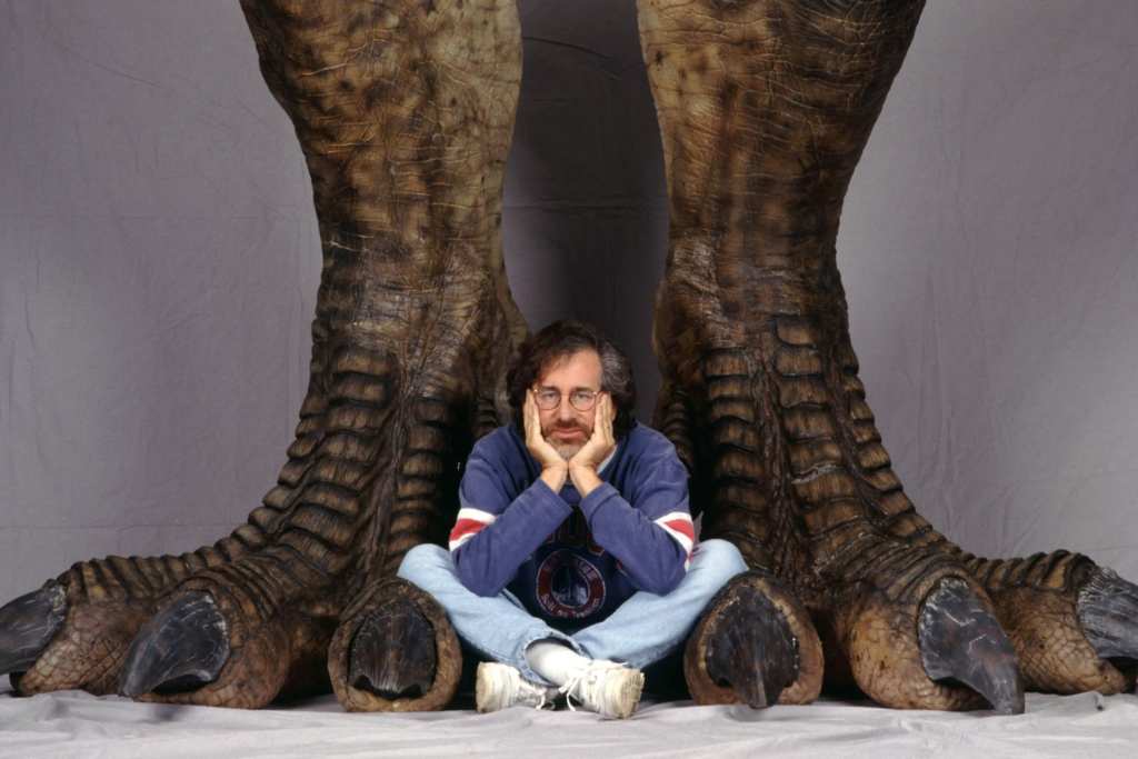 Steven Spielberg en el set de Jurassic Park (1993).