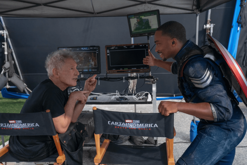 Harrison Ford y Anthony Mackie en el set de Captain America: Brave New World.