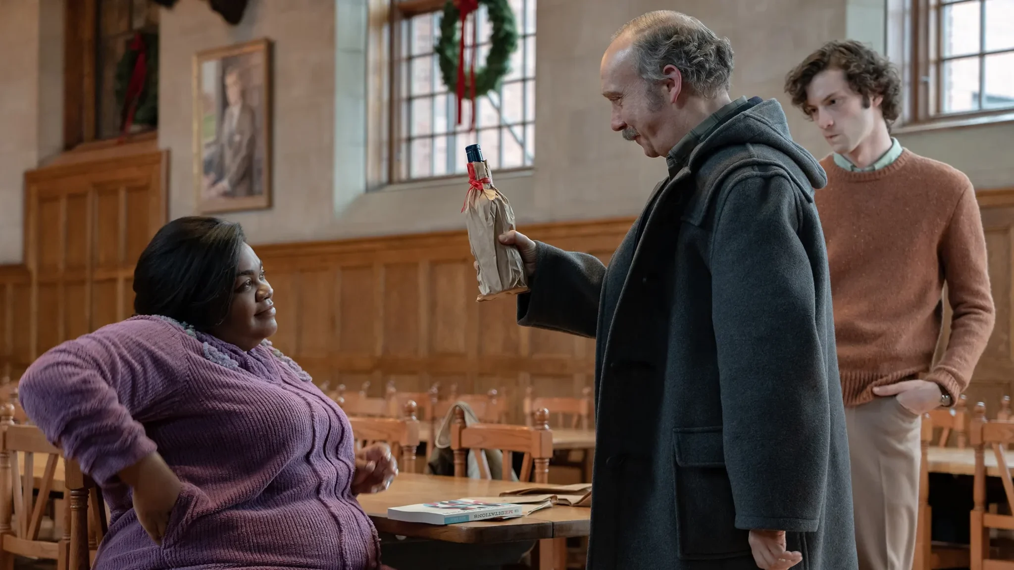 The Holdovers de Alexander Payne, los tres personajes principales hablan 