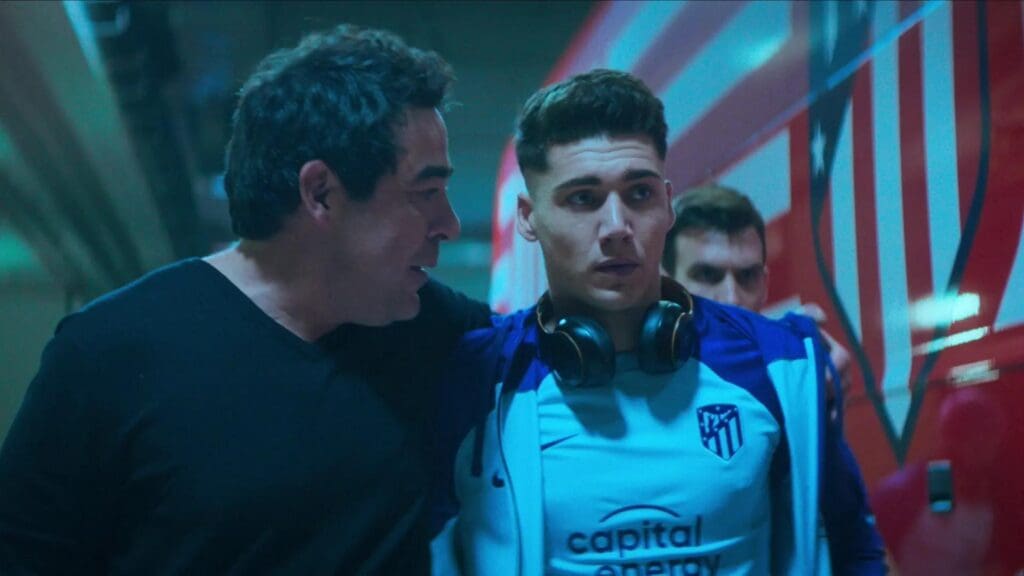 Jugador y padre se preparan para el partido