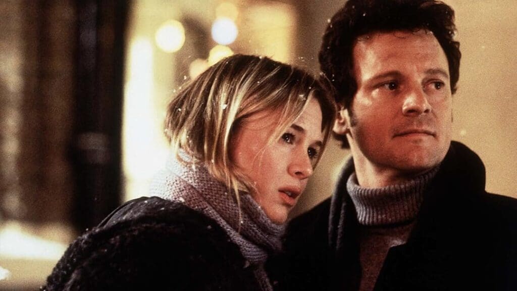 Colin Firth y Renée Zellweger en  briget Jones, la historia detrás de briget Jones