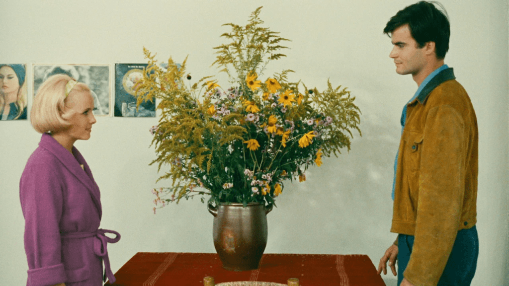 Jean-Claude Drouot y Claire Drouot se miran en La felicidad pelicula de Agnès Varda.