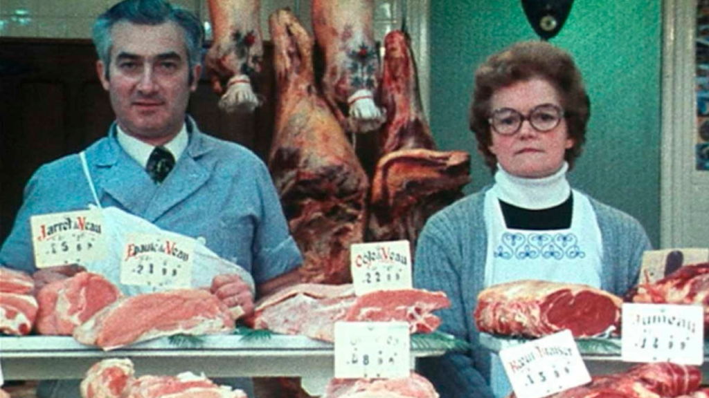 Dos carniceros son entrevistados en Daguerrotipos pelicula de Agnès Varda.