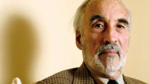 Retrato del actor Christopher Lee, conocido por interpretar a Drácula, Saruman y el Conde Dooku.